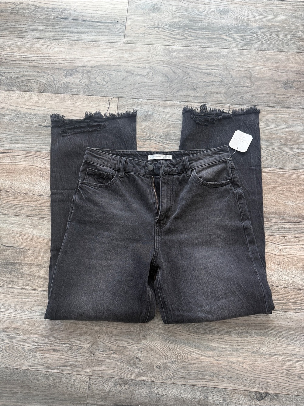 Altar'd State Black Frayed-Hem Ankle Jeans
